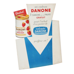 Ancien carton publicitaire / présentoir d'épicerie yaourt vélouté Danone