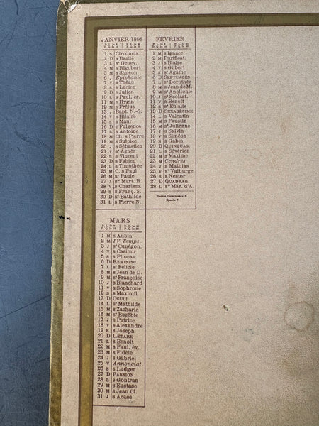 Ancien calendrier français de 1898 – Portrait de femme élégante