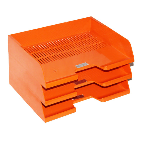 Ensemble de 3 corbeilles à courrier modulables Buro20 by Syla coloris orange