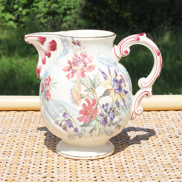Ancien pot à lait / crémier / pichet en faïence de U & C Sarreguemines modèle Lavallière