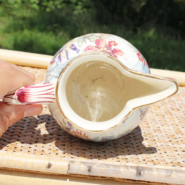 Ancien pot à lait / crémier / pichet en faïence de U & C Sarreguemines modèle Lavallière