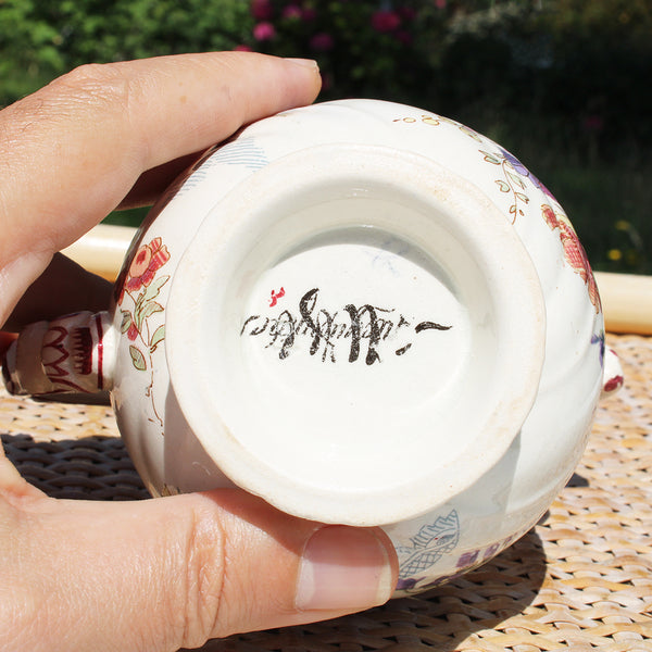 Ancien pot à lait / crémier / pichet en faïence de U & C Sarreguemines modèle Lavallière