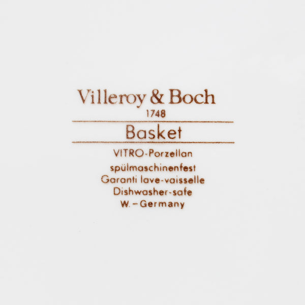 Ensemble de 6 assiettes à dessert vintage 21.6 cm en vitro porcelaine / Villeroy &amp; Boch modèle Basket.