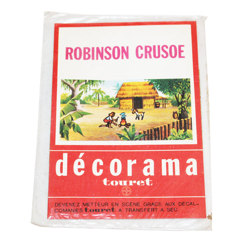 Décorama vintage - décalcomanies Touret / Robinson Crusoé / sous blister ( 1970 )