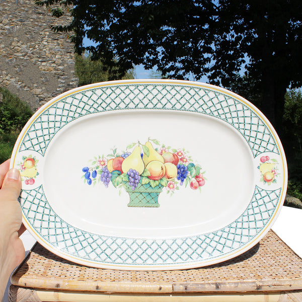Grand plat de service ovale vintage 40.5 cm / Villeroy & Boch modèle Basket