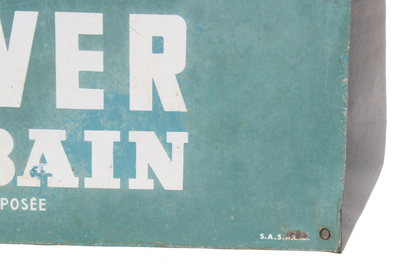 Ancienne plaque publicitaire 40 cm x 45 cm / tôle non émaillée / Isover St Gobain