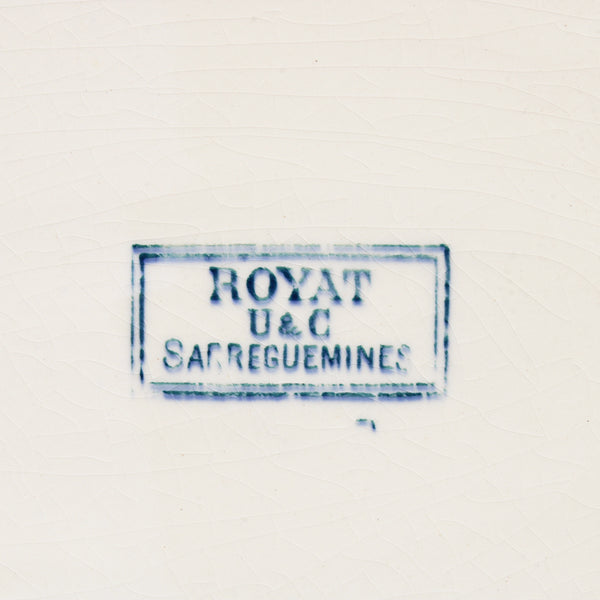Ancien grand plat ovale 41 cm en faïence de U & C Sarreguemines modèle Royat