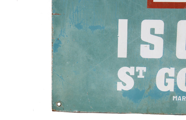 Ancienne plaque publicitaire 40 cm x 45 cm / tôle non émaillée / Isover St Gobain