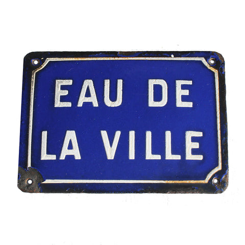 Petite plaque émaillée d'utilité 14 cm x 10 cm / Eau de la Ville