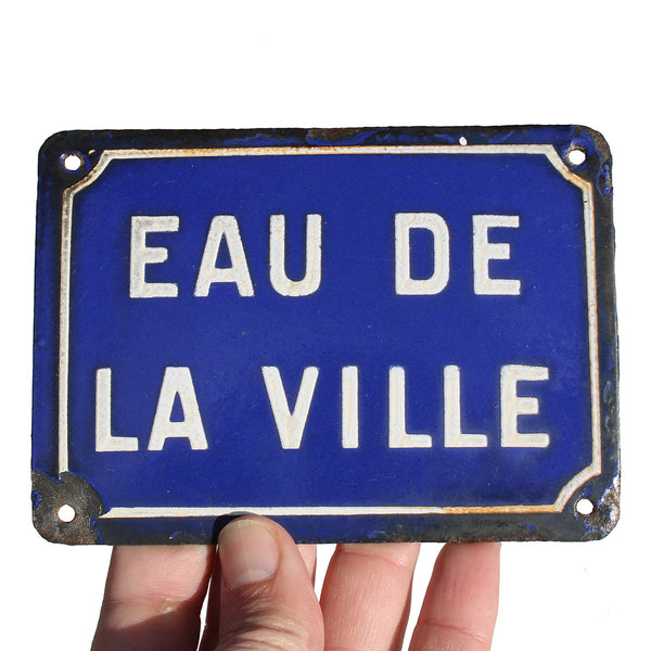 Petite plaque émaillée d'utilité 14 cm x 10 cm / Eau de la Ville