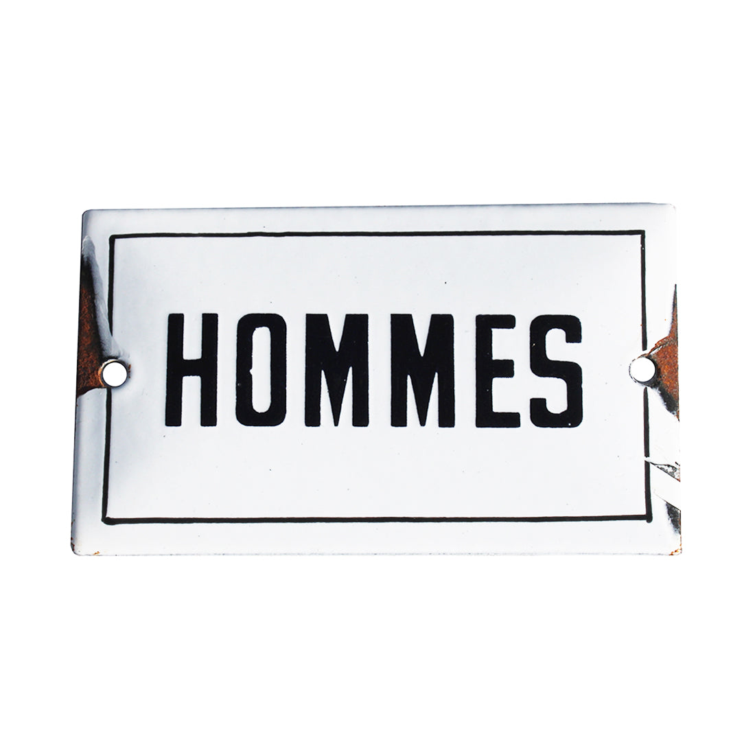 Ancienne petite plaque émaillée d'utilité 10 cm x 6 cm / Hommes