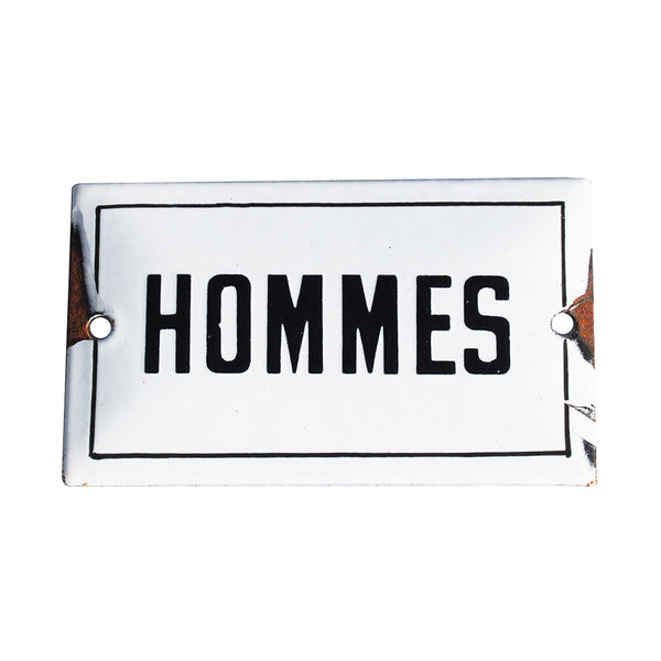 Ancienne petite plaque émaillée d'utilité 10 cm x 6 cm / Hommes