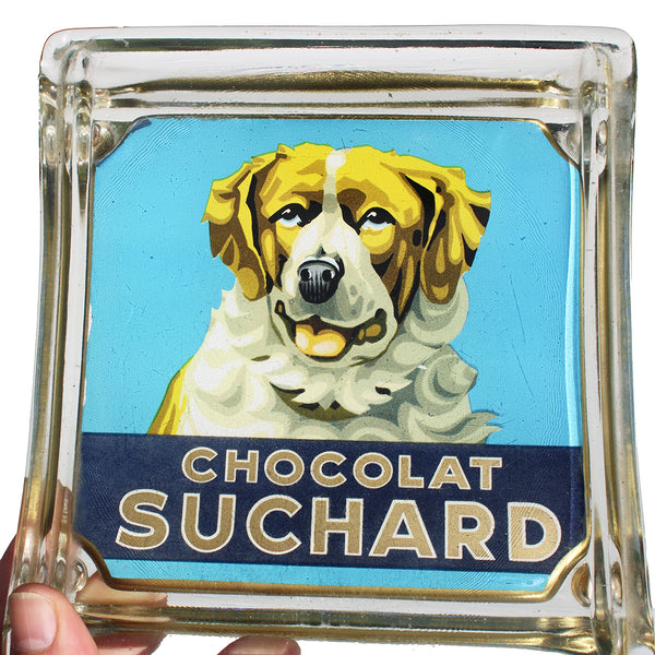 Ramasse monnaie publicitaire d'épicerie vintage / Chocolat Suchard / en verre