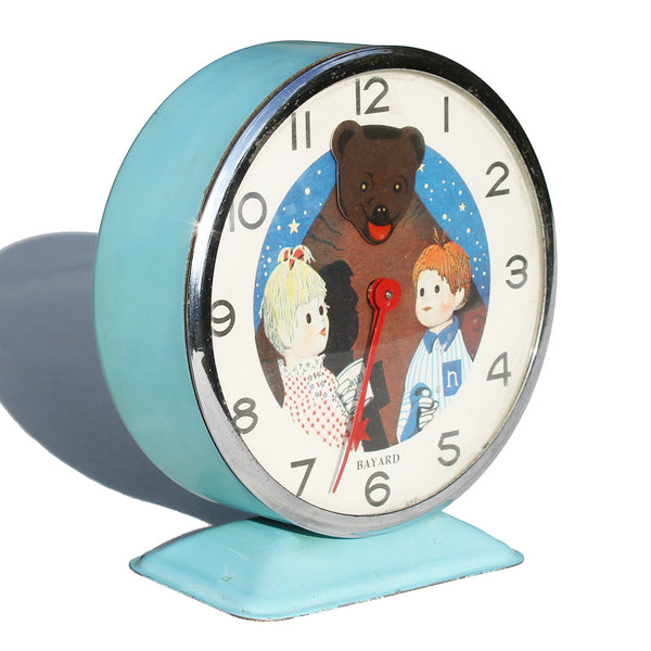 Réveil mécanique Bayard France vintage / Nounours - Nicolas - Pimprenelle