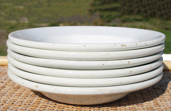 Ensemble de 6 assiettes creuses épaisses Creil et Montereau HBCM coloris blanc
