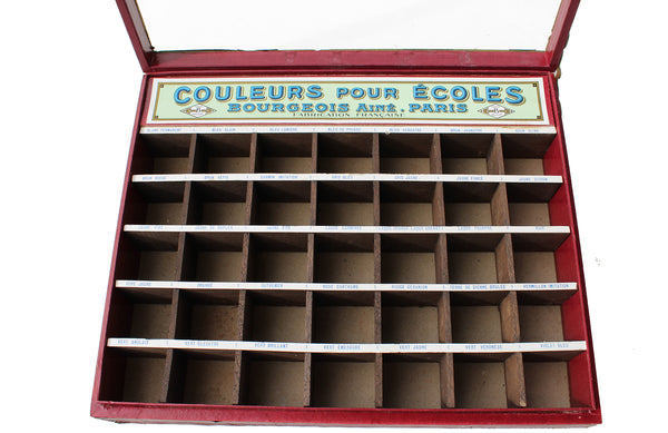 Ancienne petite vitrine / présentoir publicitaire de couleurs Bourgeois Ainé / Paris