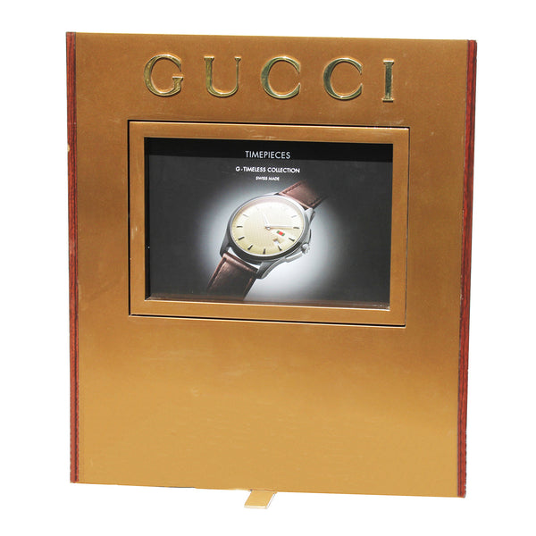 Présentoir publicitaire vintage Gucci / Montres collection G-Timeless / Horsebit