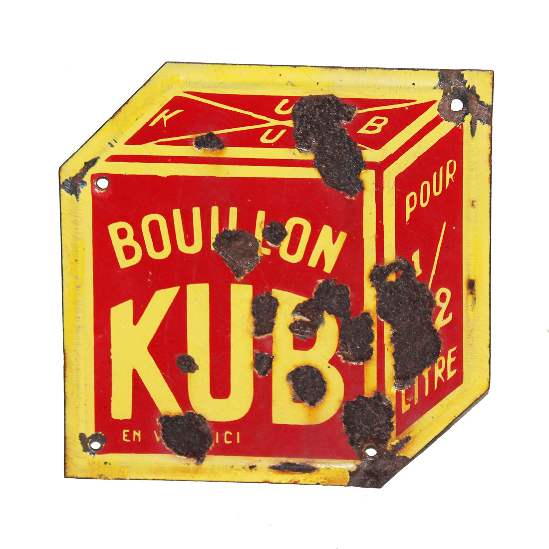 Ancienne plaque émaillée publicitaire Bouillon KUB / en vente ici / 20 cm x 20 cm