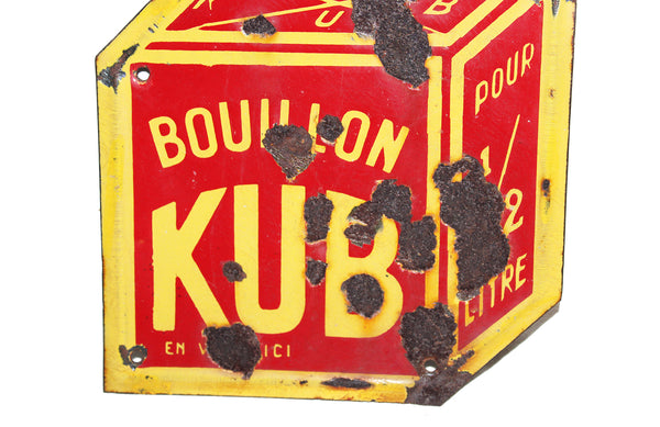 Ancienne plaque émaillée publicitaire Bouillon KUB / en vente ici / 20 cm x 20 cm