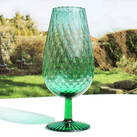 Grand vase / verre italien vintage 39 cm en verre d'Empoli vert