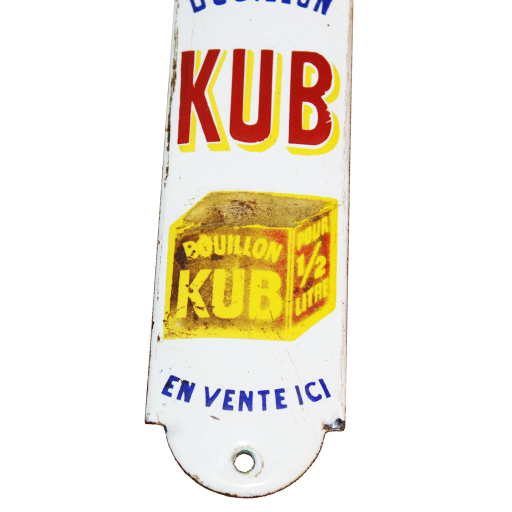 Ancienne plaque émaillée "Bouillon Kub" 21x60cm Ancienne plaque émaillée "Bouillon Kub" 21x60cm