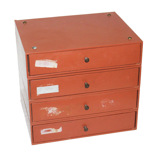 Cartonnier de notaire vintage – 4 tiroirs – Bois avec tiroirs en carton gainé – Modulable et empilable