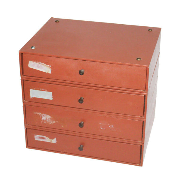 Cartonnier de notaire vintage – 4 tiroirs – Bois avec tiroirs en carton gainé – Modulable et empilable
