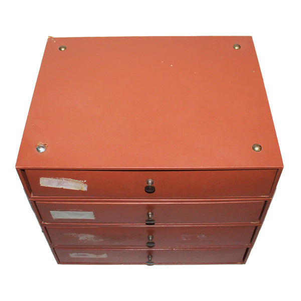 Cartonnier de notaire vintage – 4 tiroirs – Bois avec tiroirs en carton gainé – Modulable et empilable