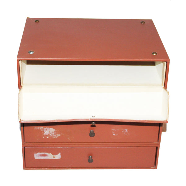 Cartonnier de notaire vintage – 4 tiroirs – Bois avec tiroirs en carton gainé – Modulable et empilable