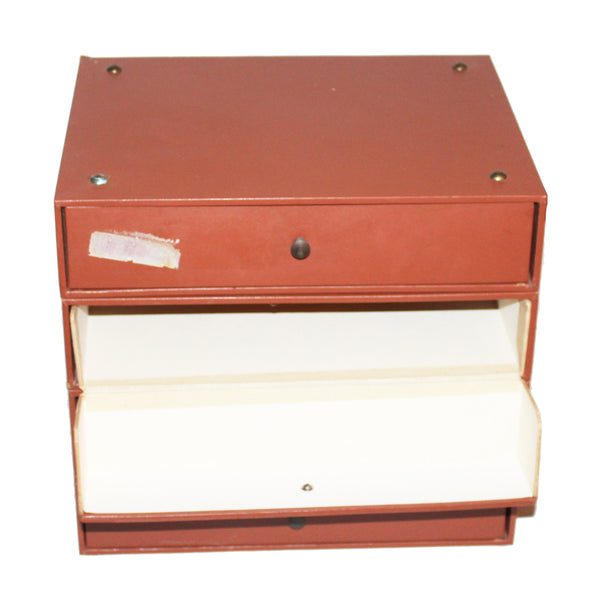 Cartonnier de notaire vintage – 4 tiroirs – Bois avec tiroirs en carton gainé – Modulable et empilable