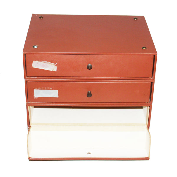 Cartonnier de notaire vintage – 4 tiroirs – Bois avec tiroirs en carton gainé – Modulable et empilable