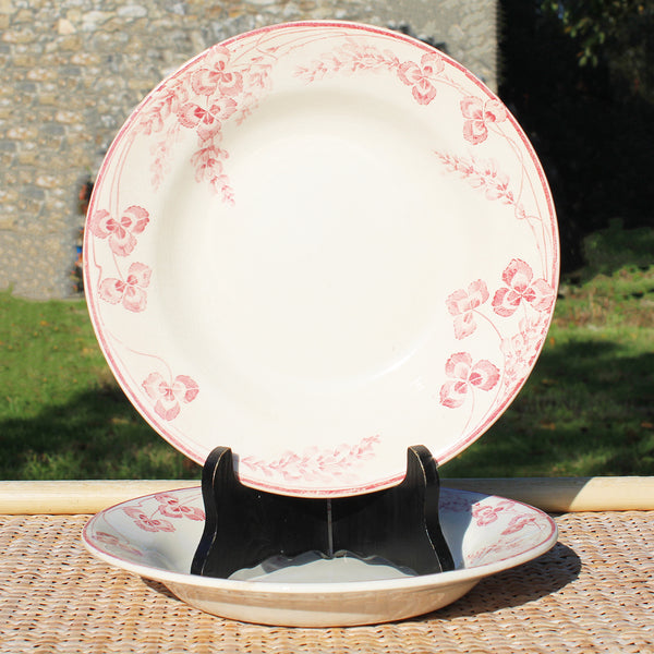 Paire d'assiettes creuses 23 cm / Creil et Montereau modèle Richelieu