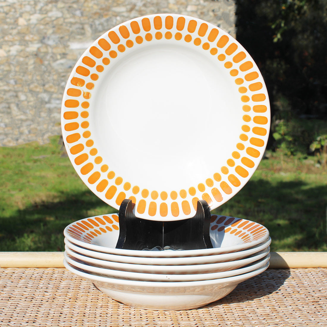 Ensemble de 6 assiettes creuses anciennes Sarreguemines / Digoin modèle Capri