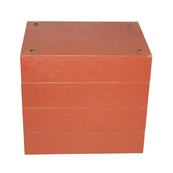 Cartonnier de notaire vintage – 4 tiroirs – Bois avec tiroirs en carton gainé – Modulable et empilable