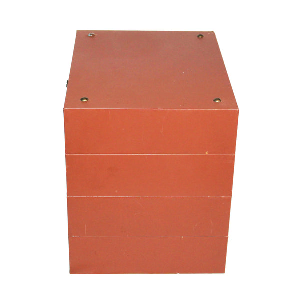 Cartonnier de notaire vintage – 4 tiroirs – Bois avec tiroirs en carton gainé – Modulable et empilable