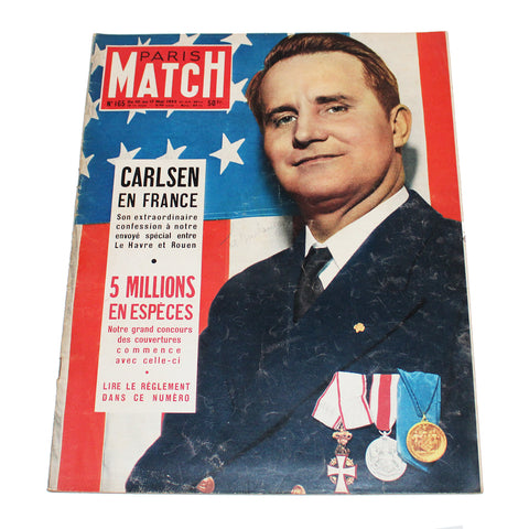 Magazine / revue Paris Match n° 165 du 10/05/1952 Carlsen en France