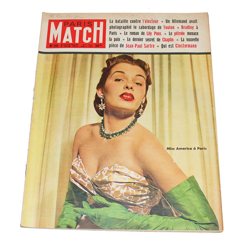 Magazine / revue Paris Match n° 116 du 9/06/1951 Miss America à Paris
