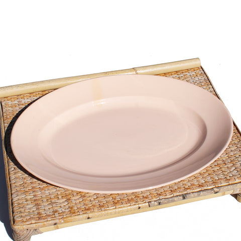Ancien plat ovale 38 cm en faïence de Digoin Sarreguemines coloris rose poudré