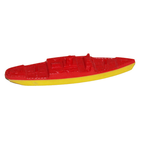 Jouet vintage bateau paquebot 17 cm en plastique rouge & jaune marque inconnue ( no plastica )