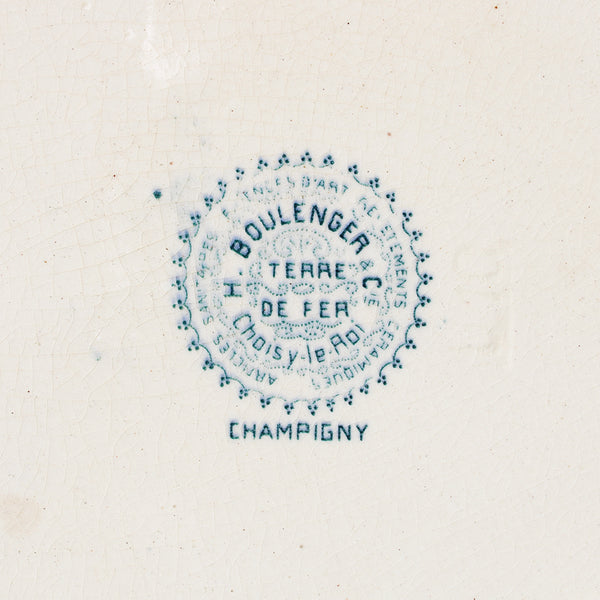 Ancien plat ovale 35.5 cm en faïence patinée de HB & Cie / Choisy le Roi modèle Champigny