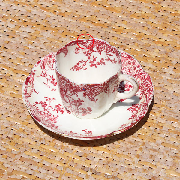 Ancienne tasse à café + soucoupe en porcelaine semi opaque