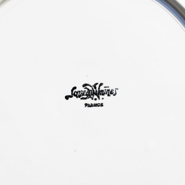 Ancien plat creux & rond 30.5 cm en faïence de Sarreguemines coloris ivoire