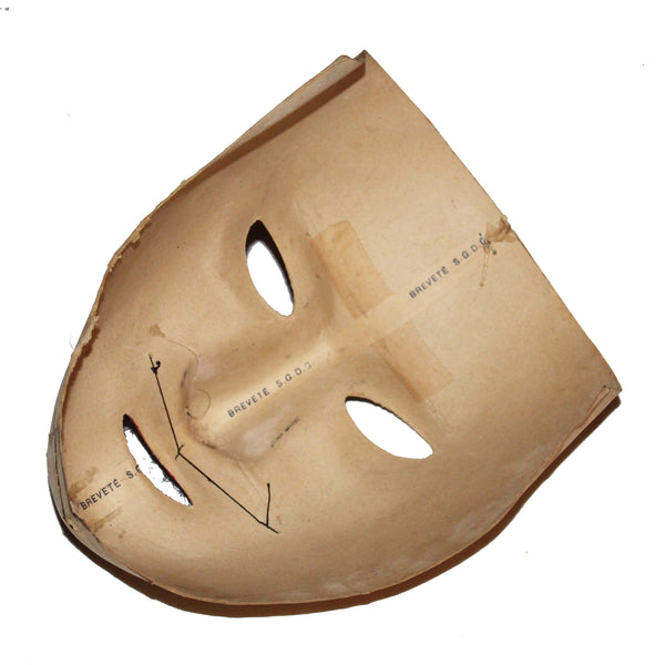 Masque ancien en carton bouilli – Carnaval – Moustache – Breveté S.G.D.G.