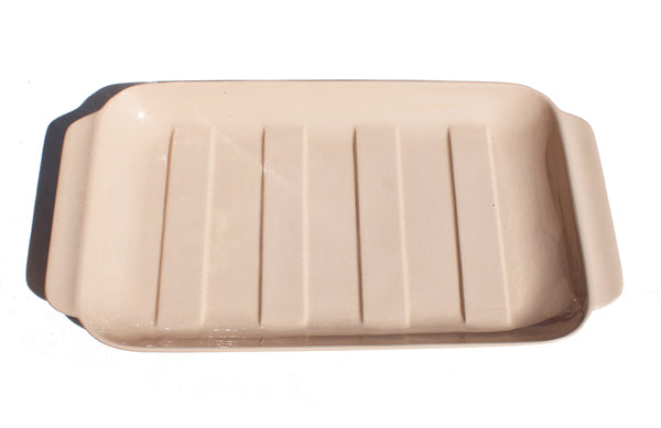 Ancien service à asperges / 6 assiettes + plat en faïence de Digoin Sarreguemines coloris rose poudré