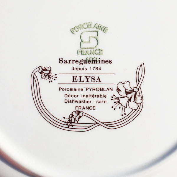 Ensemble de 6 assiettes plates en porcelaine pyroblan de Sarreguemines modèle Elysa