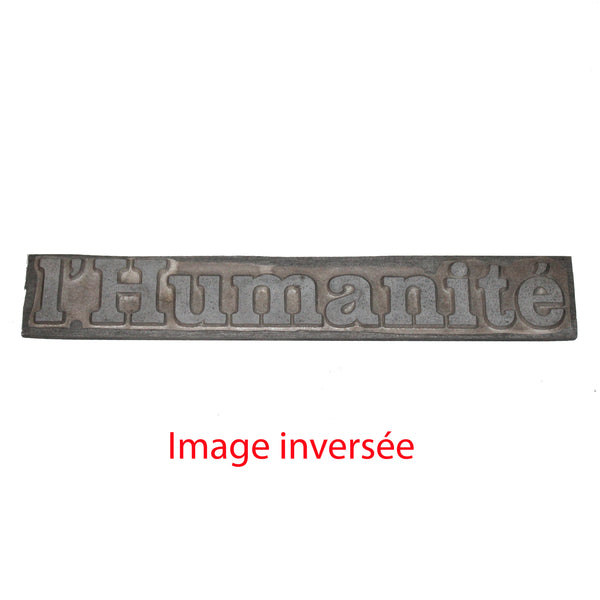 Ancienne matrice typographique en métal – Journal « L'Humanité »