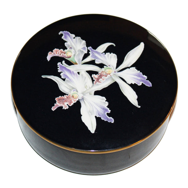 Grande bonbonnière 14.4 cm en vitro-porcelaine de Villeroy & Boch modèle Orchidée