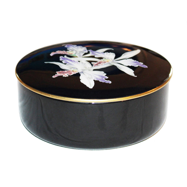 Grande bonbonnière 14.4 cm en vitro-porcelaine de Villeroy & Boch modèle Orchidée