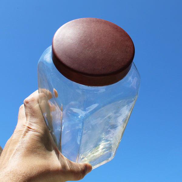 Ancien bocal d'épicerie 3 litres / couvercle en Bakélite / 27 cm