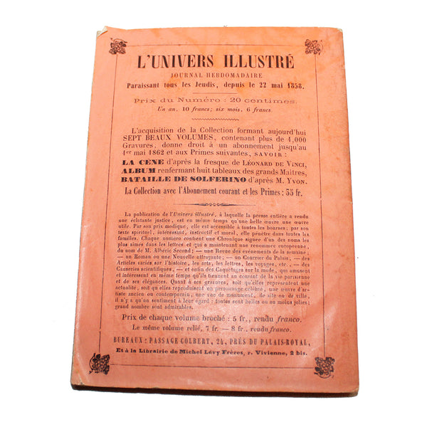 Ancien petit almanach du Moniteur Vinicole 1862 Le Parfait Vigneron 1ère année